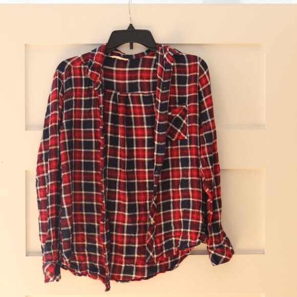 SIM & SAM Red and Blue Flannel Womens Small - Picture 1 of 5
